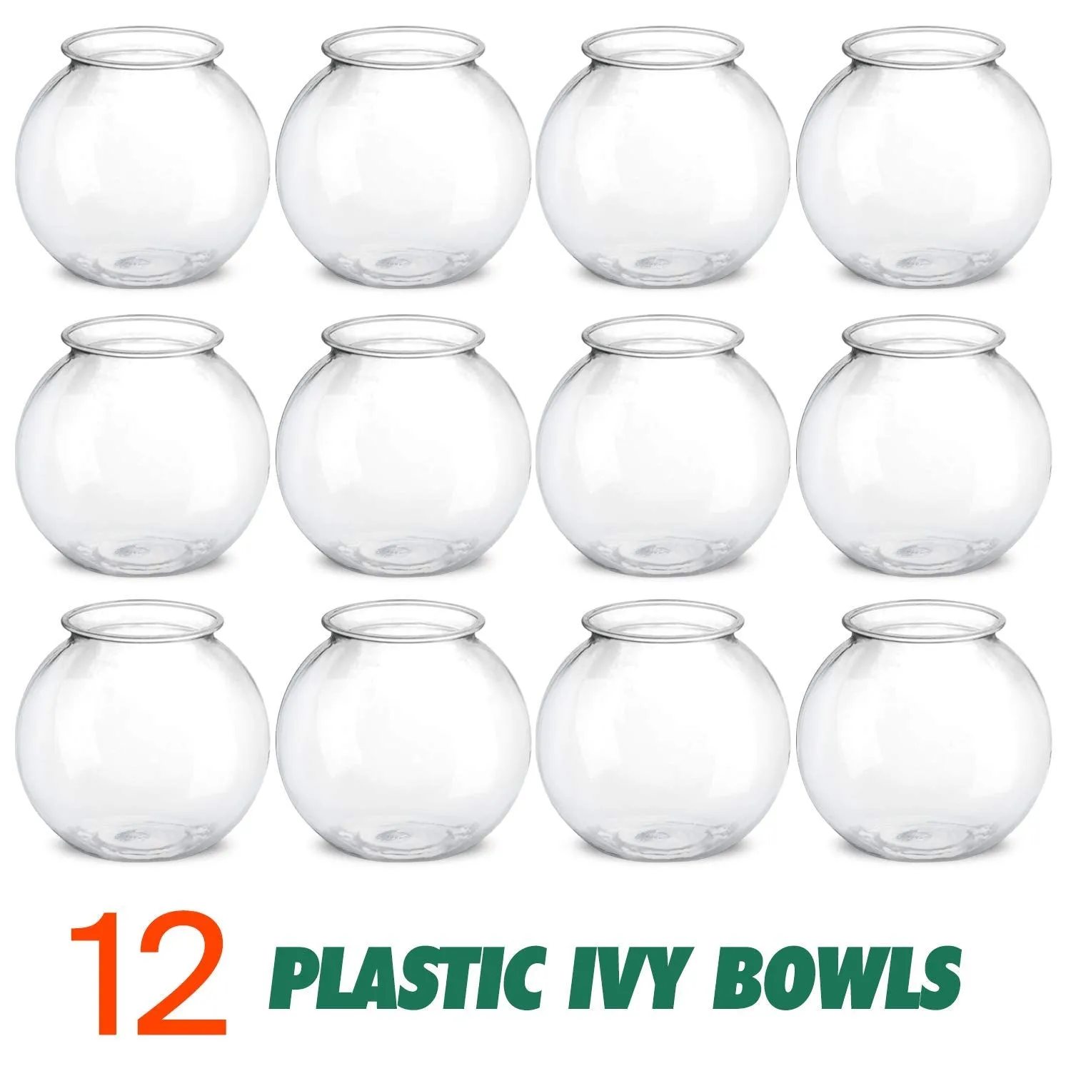 Kicko Plastic Ivy Bowls - 12 Pack - 16 Ounce Tub - Perfect for Home Decor, Centerpiece