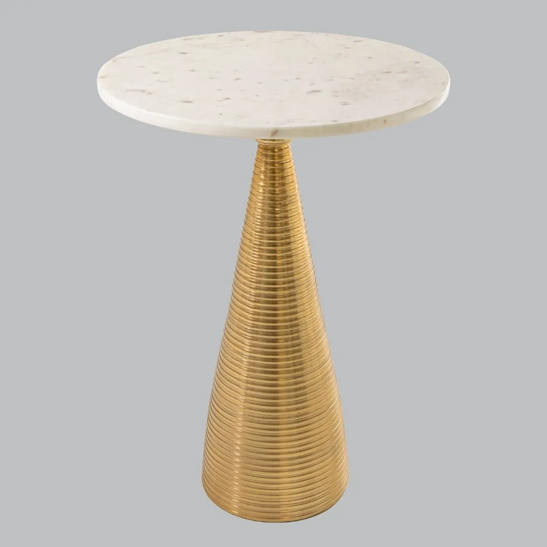 Kilo Side Table - White Marble and Gold