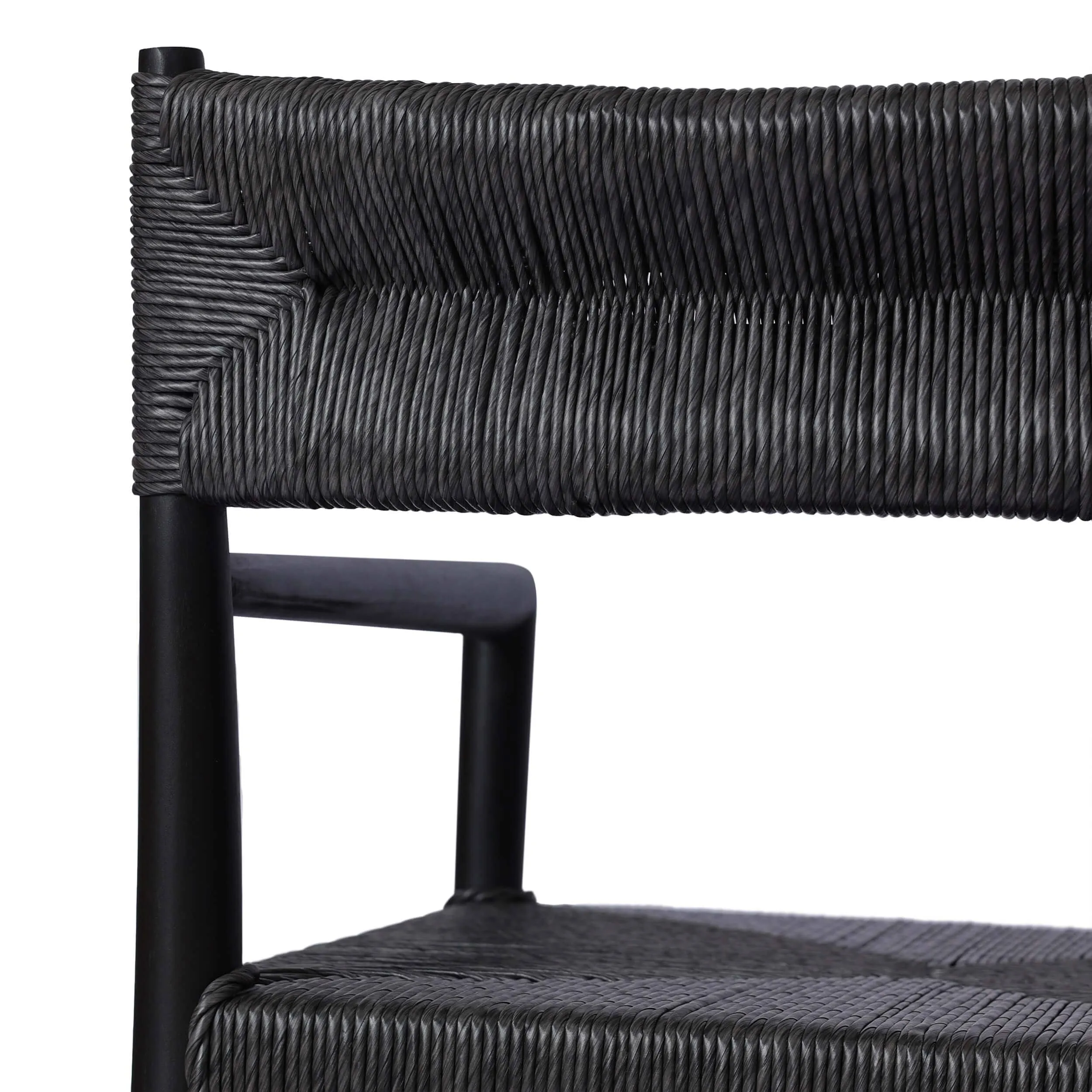 Lomas Outdoor Dining Arm Chair, Black Teak, Set of 2