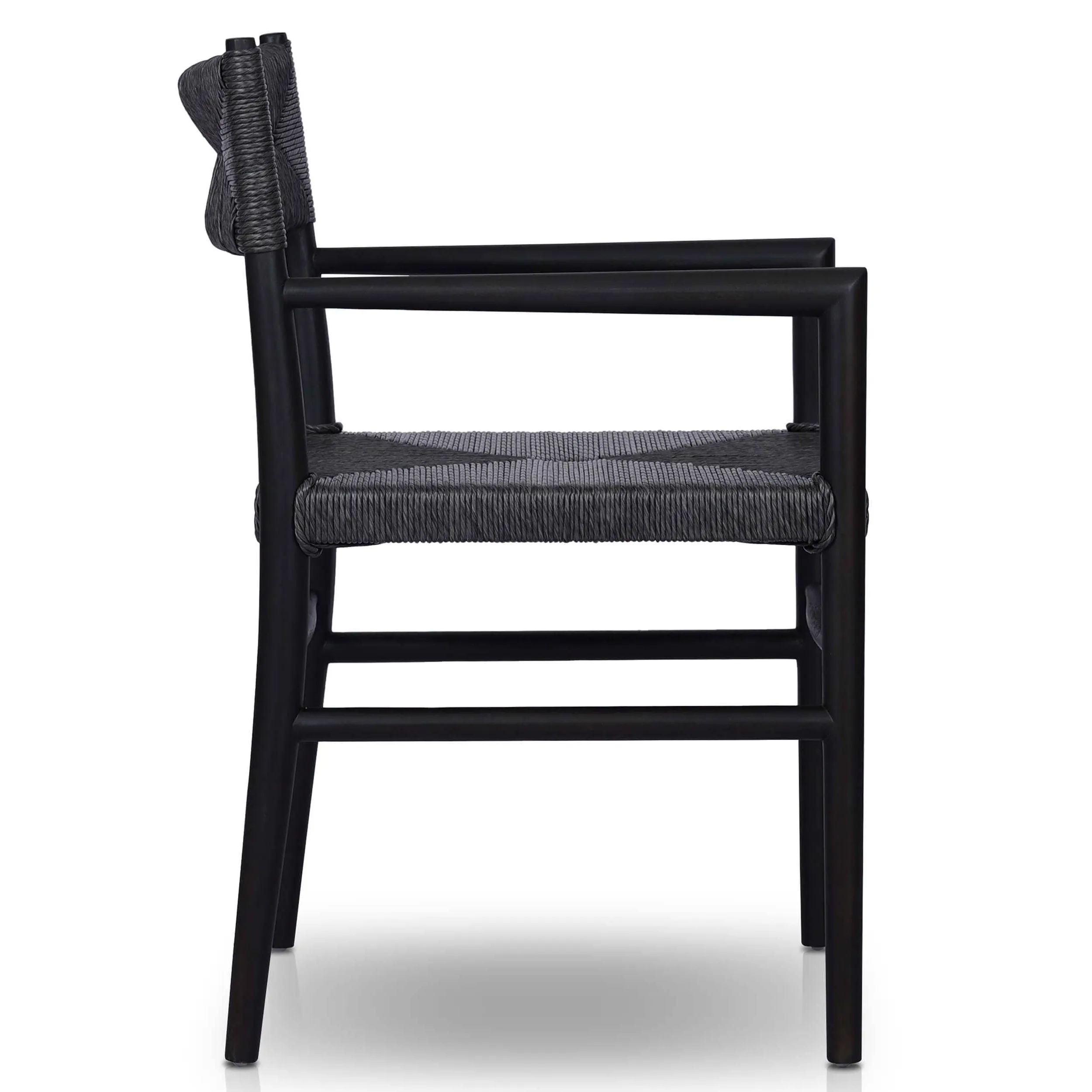 Lomas Outdoor Dining Arm Chair, Black Teak, Set of 2