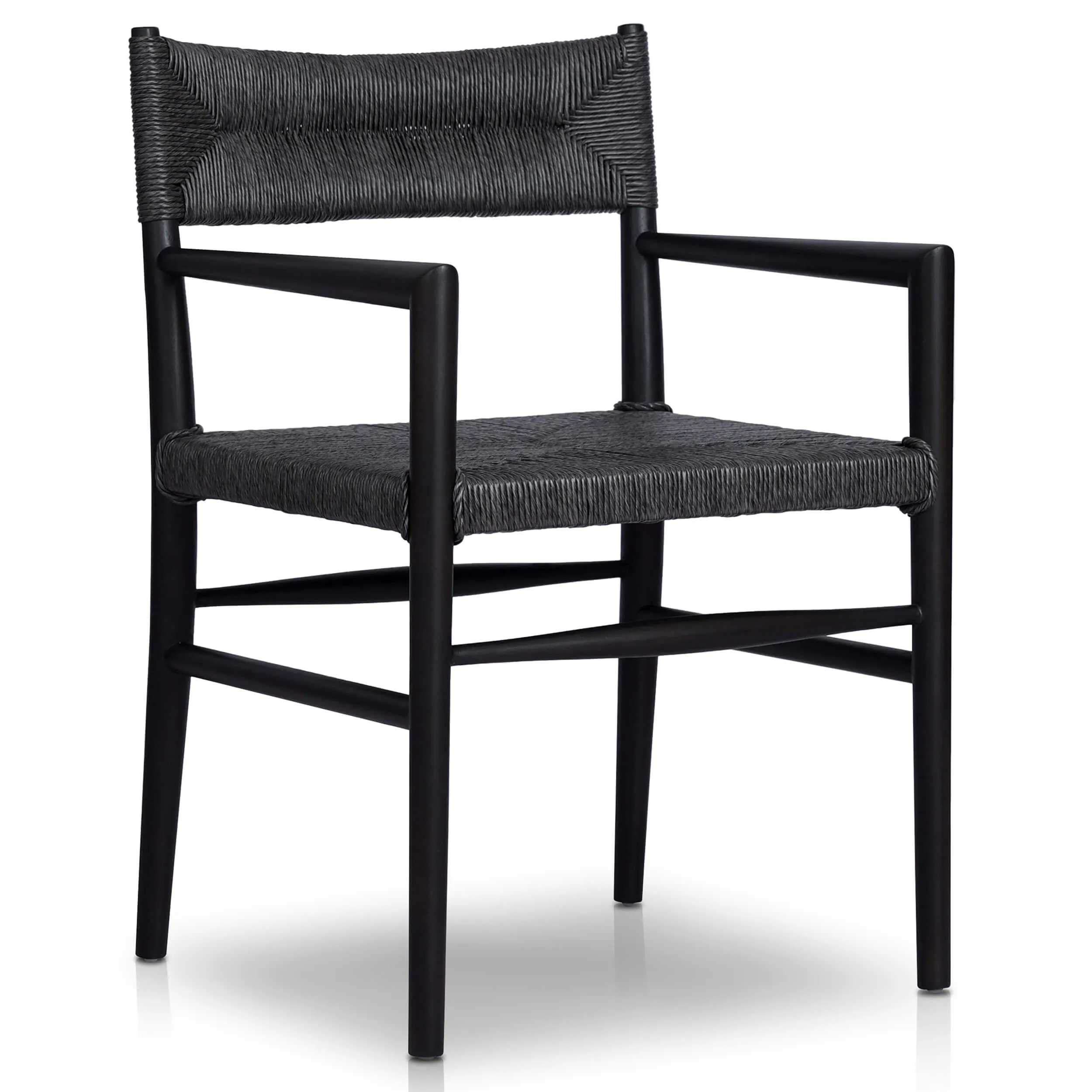 Lomas Outdoor Dining Arm Chair, Black Teak, Set of 2