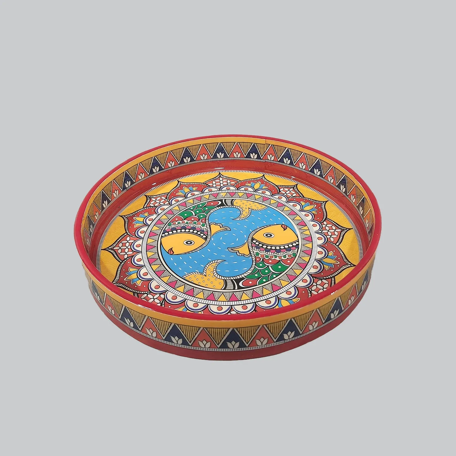 Madhubani Enamel Round Tray