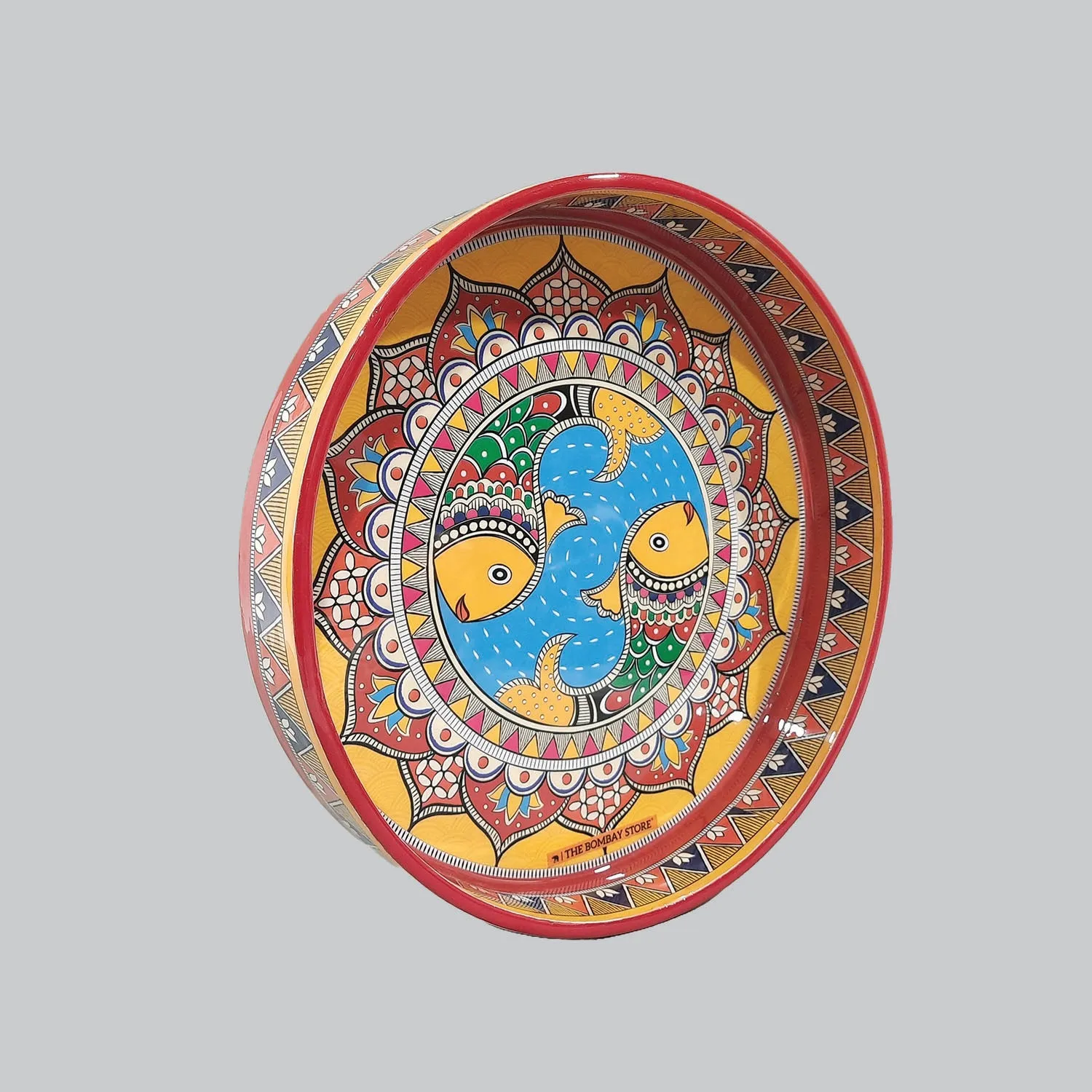 Madhubani Enamel Round Tray