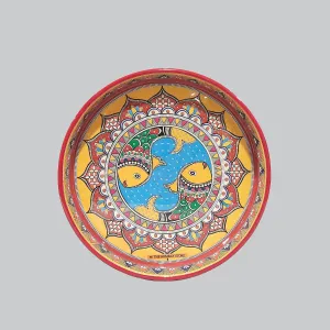 Madhubani Enamel Round Tray