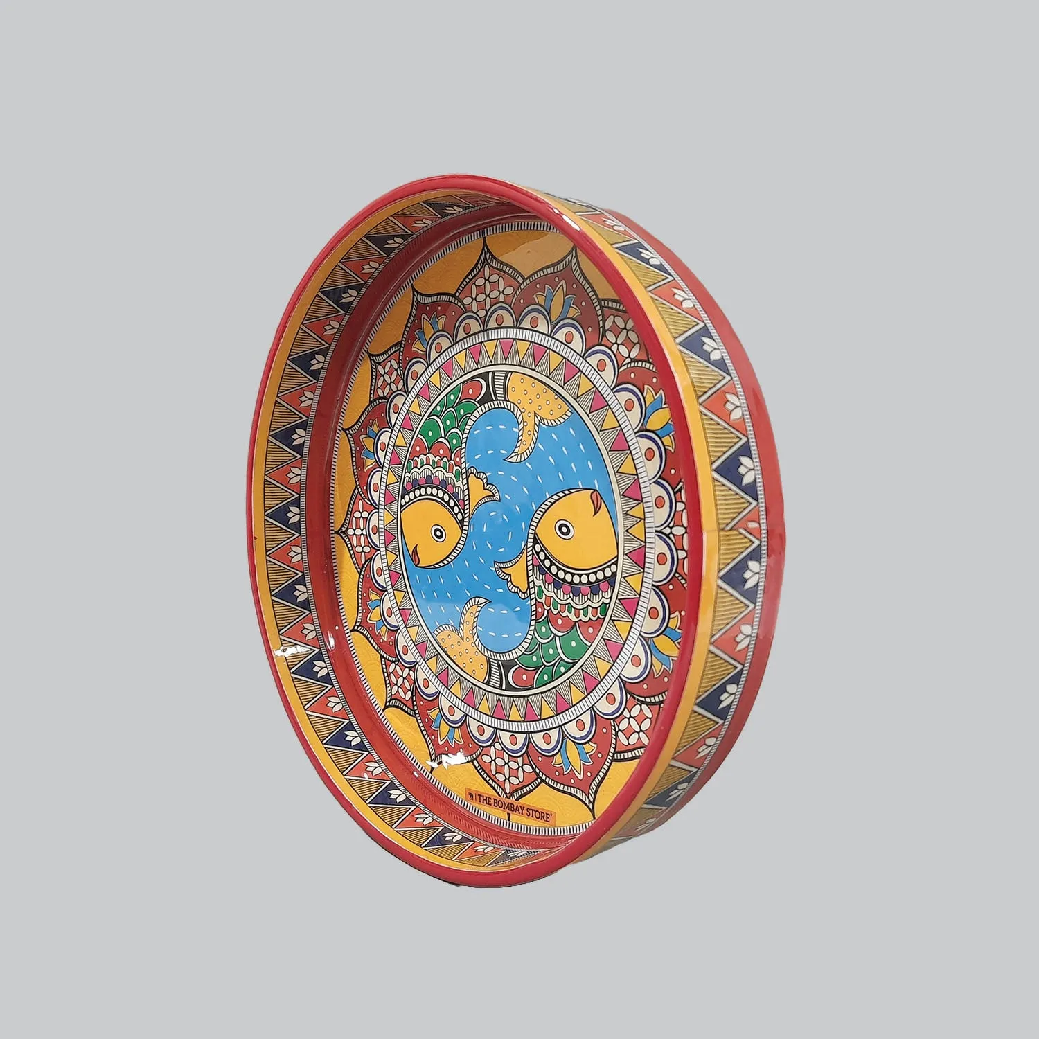 Madhubani Enamel Round Tray