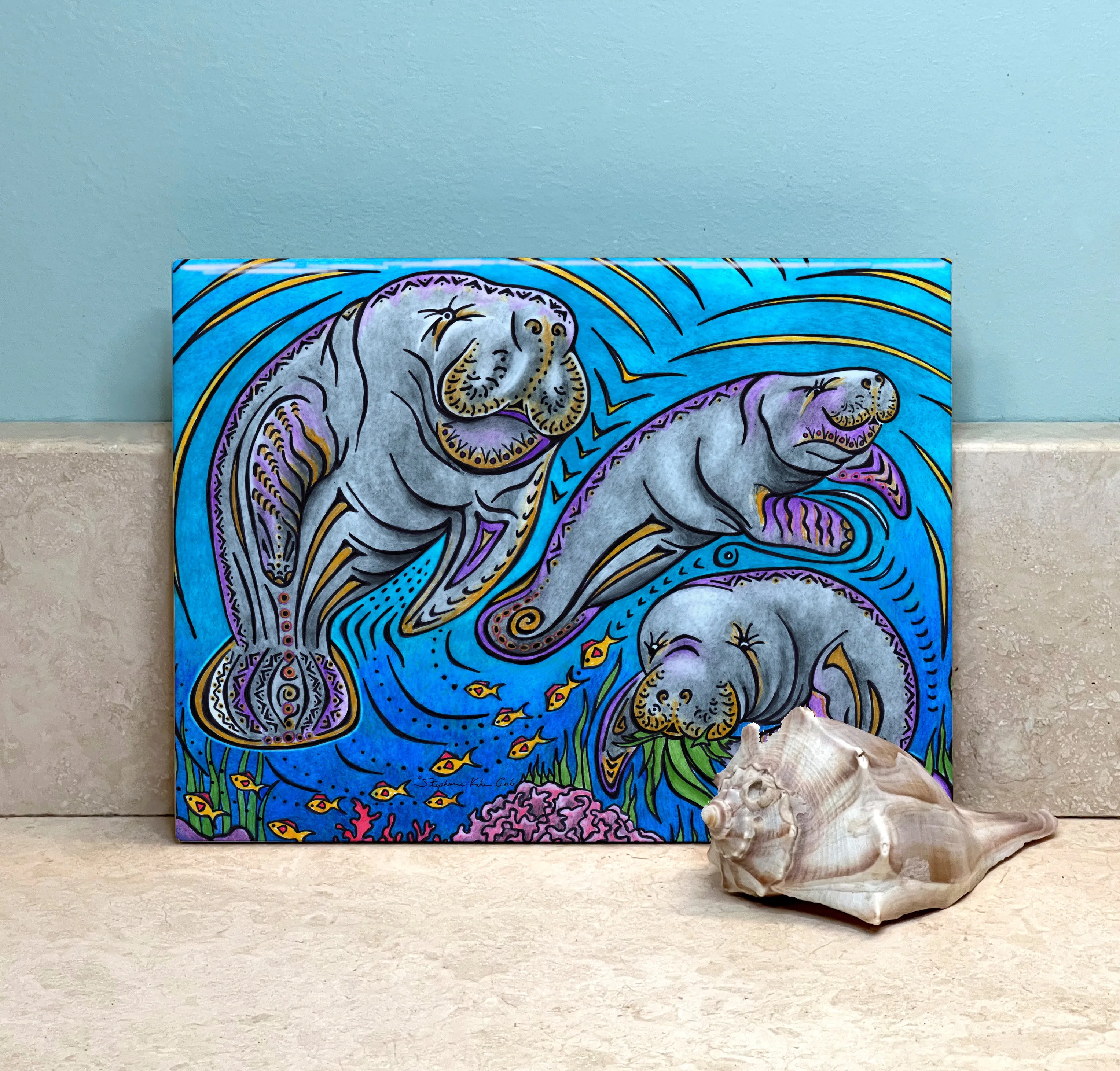 Manatees Ceramic Tile