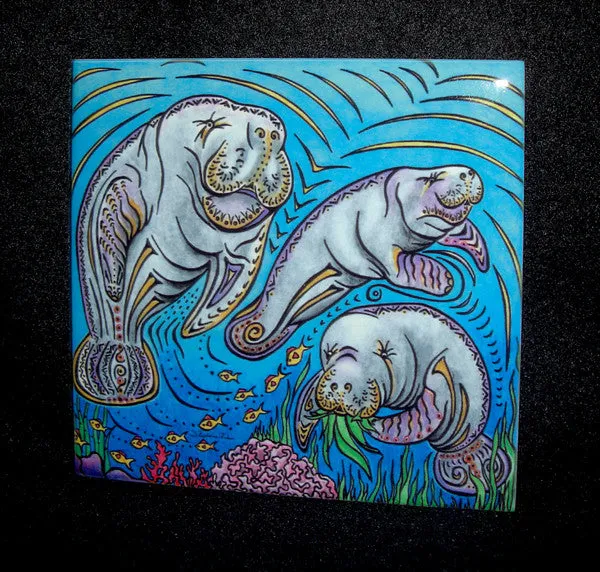 Manatees Ceramic Tile