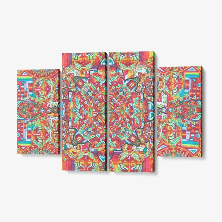 MANTRA 4 Piece Canvas Wall Art - Framed Ready to Hang 4x12"x32 | Lachlan Wardlaw