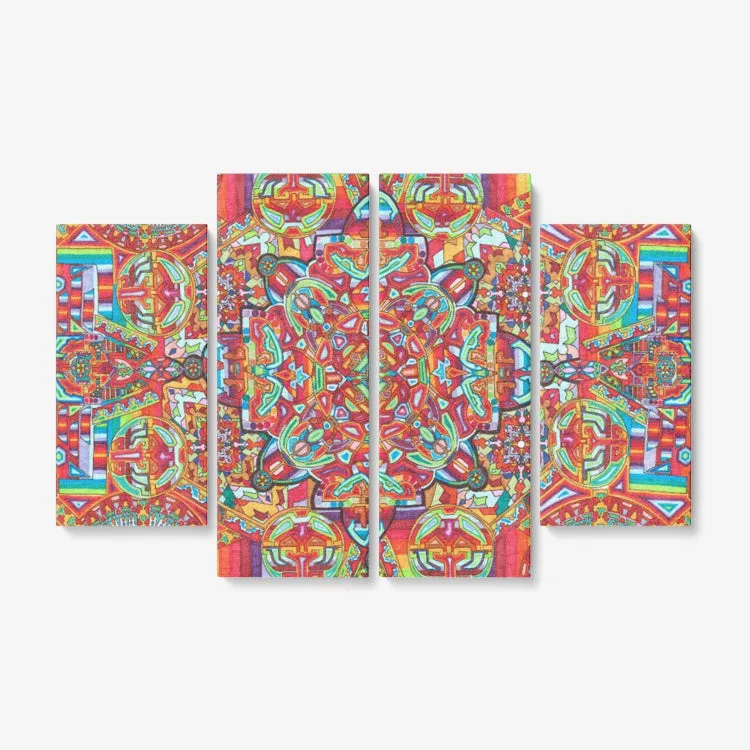 MANTRA 4 Piece Canvas Wall Art - Framed Ready to Hang 4x12"x32 | Lachlan Wardlaw