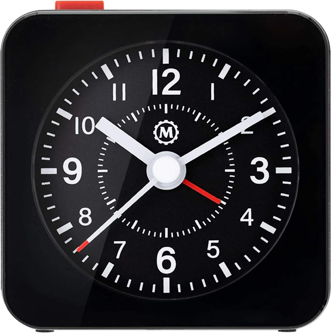 MARATHON Mini Non-Ticking Analog Alarm Clock with Auto Back Light and Snooze Function