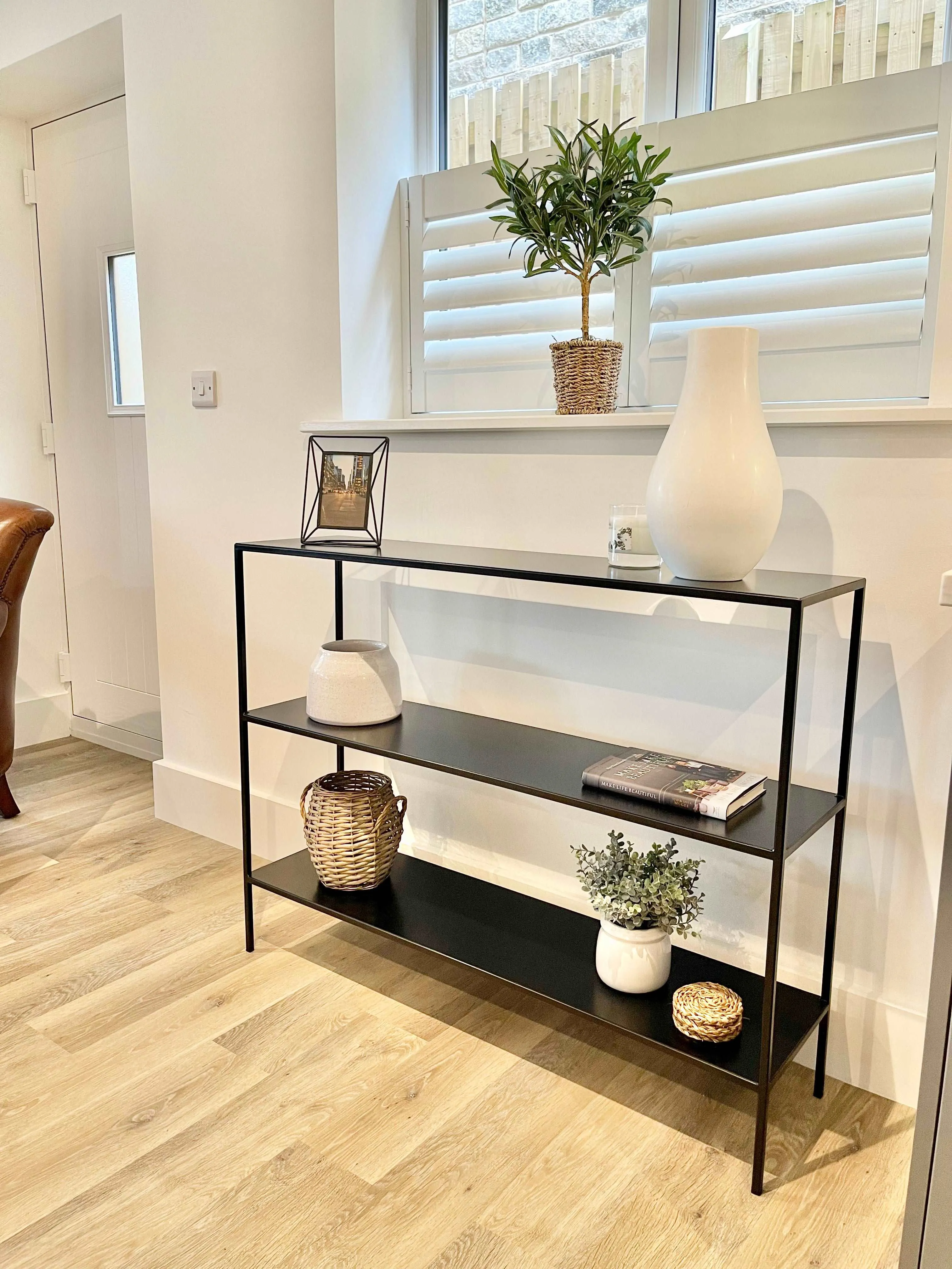 Matte Black Metal Console Table - 3 Tier