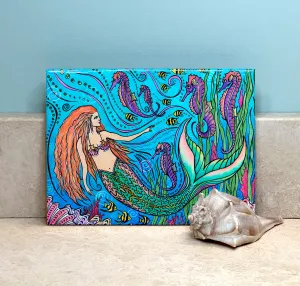 Mermaid and Seahorses Ceramic Tile