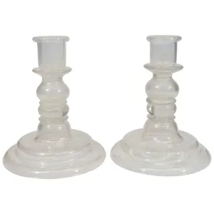 Mid-Century Italian Art Glass Candlesticks, Pair