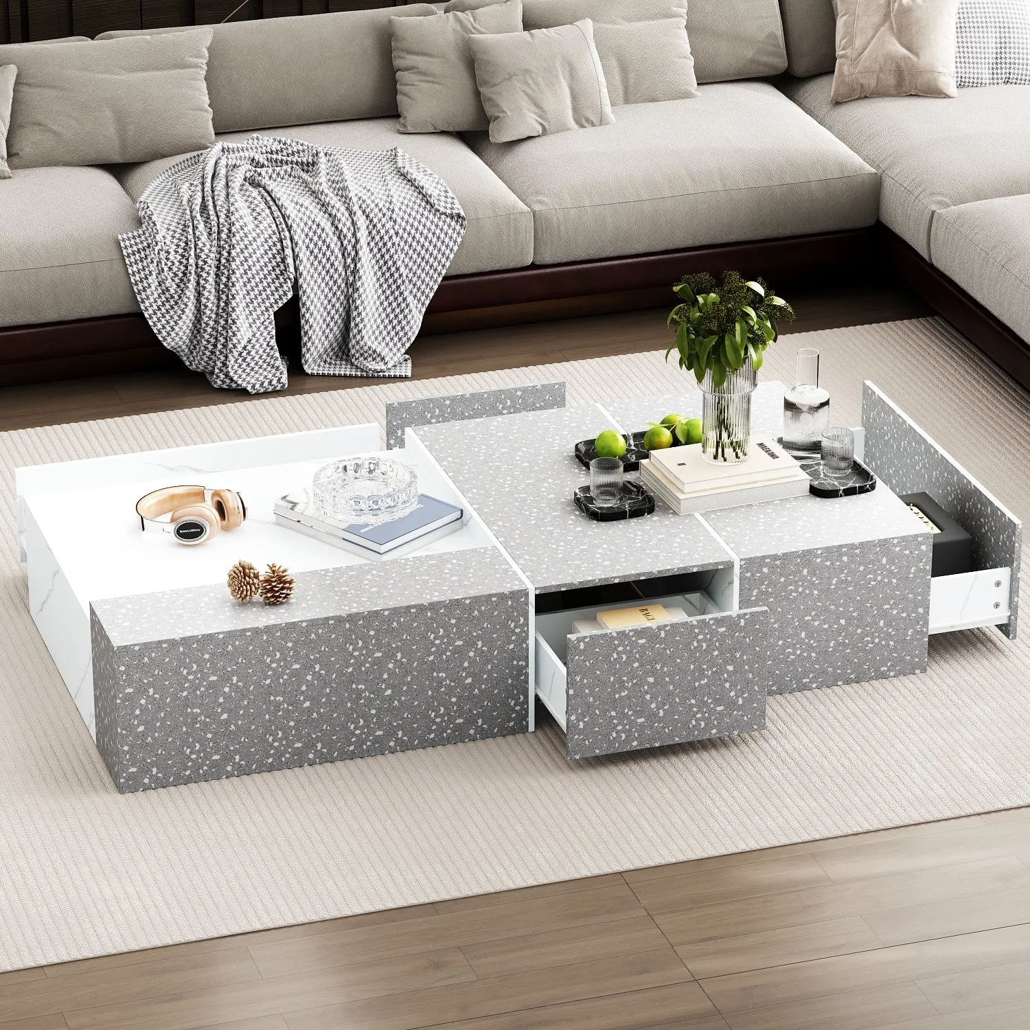 Modern Coffee Table With 4 Drawers