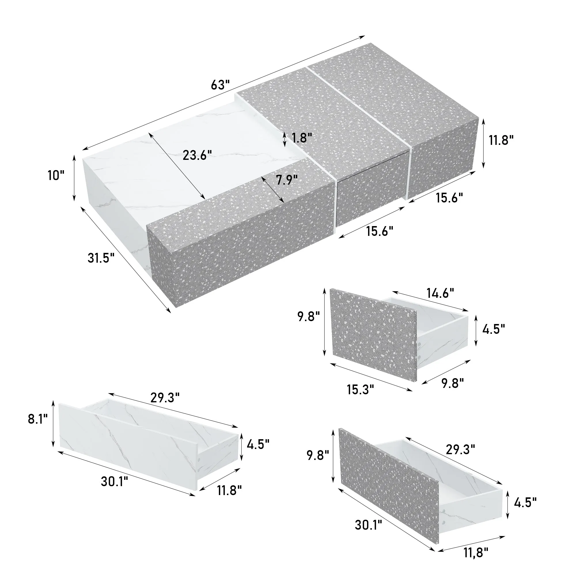 Modern Coffee Table With 4 Drawers