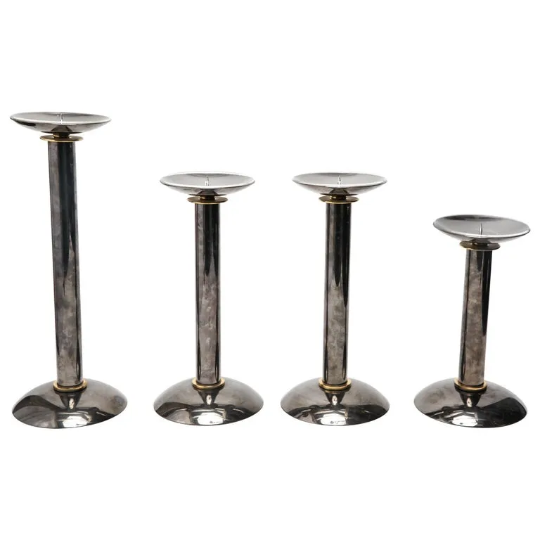 Modern Pillar Candlesticks in Metal & Brass