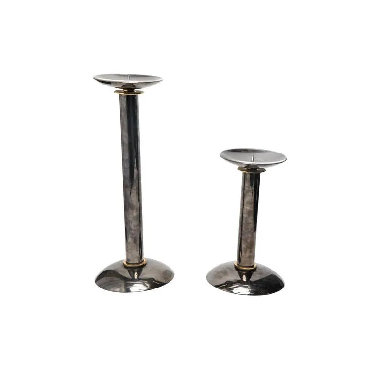 Modern Pillar Candlesticks in Metal & Brass