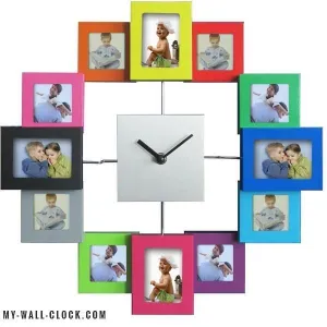 Multicoloured photo frame clock