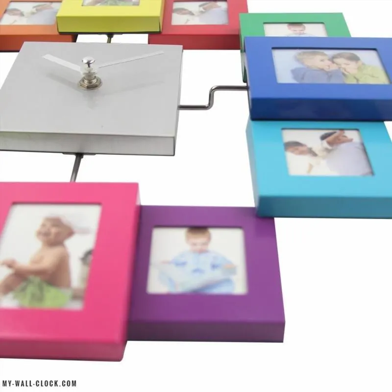 Multicoloured photo frame clock