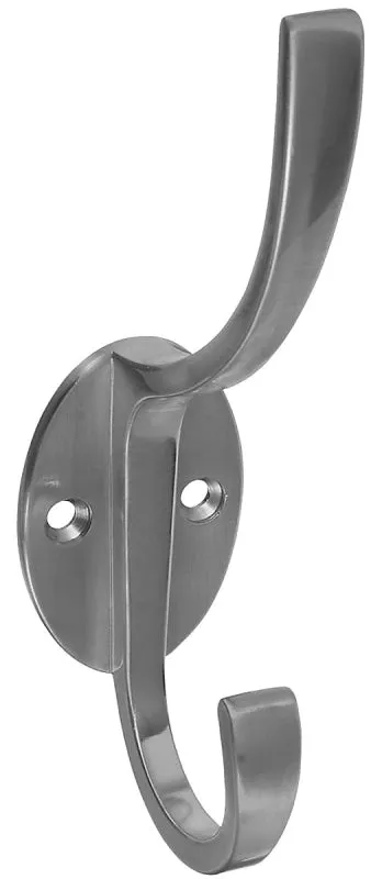 National Hardware V8009 N806-824 Coat and Hat Hook, 2-Hook, Zinc, Satin Nickel, 1/PK :CD  1: QUANTITY: 5