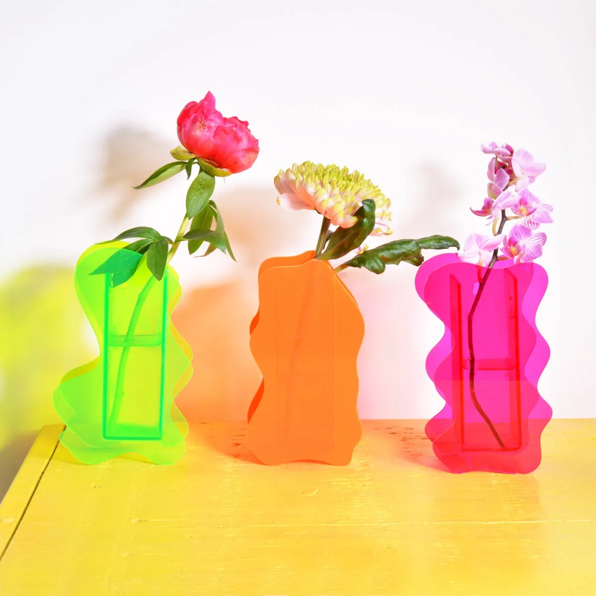 Neon Orange Abstract Vase