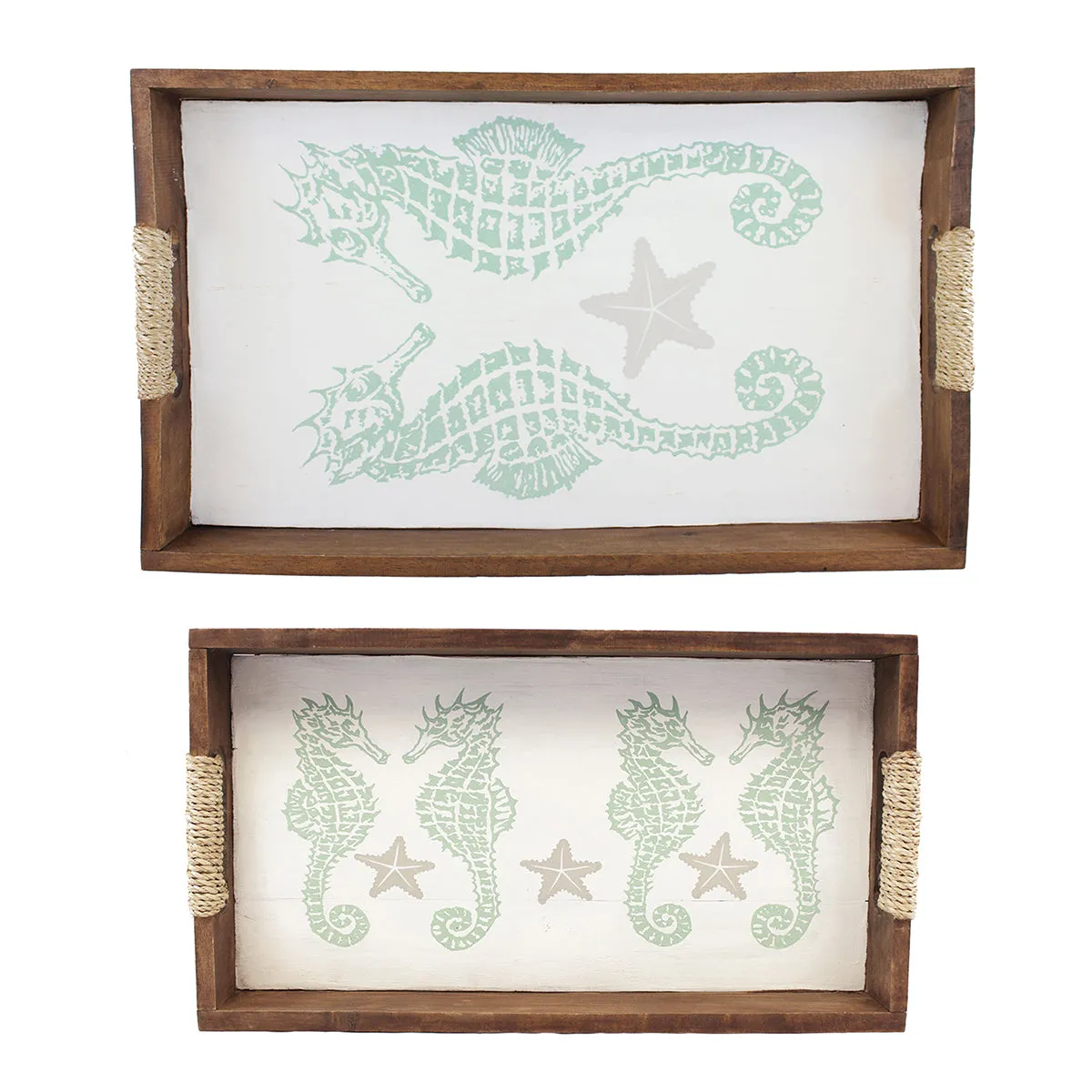 Nesting Trays with Seahorses, Set of 2