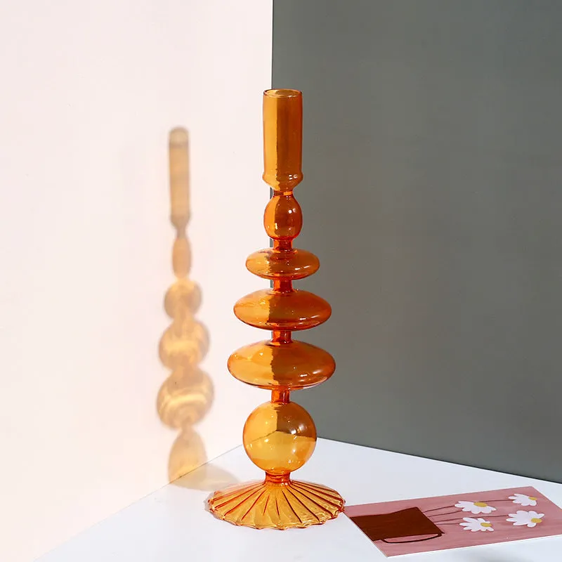 Nordic Pastel Glass Candlestick Holders