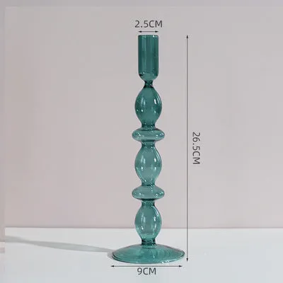 Nordic Pastel Glass Candlestick Holders