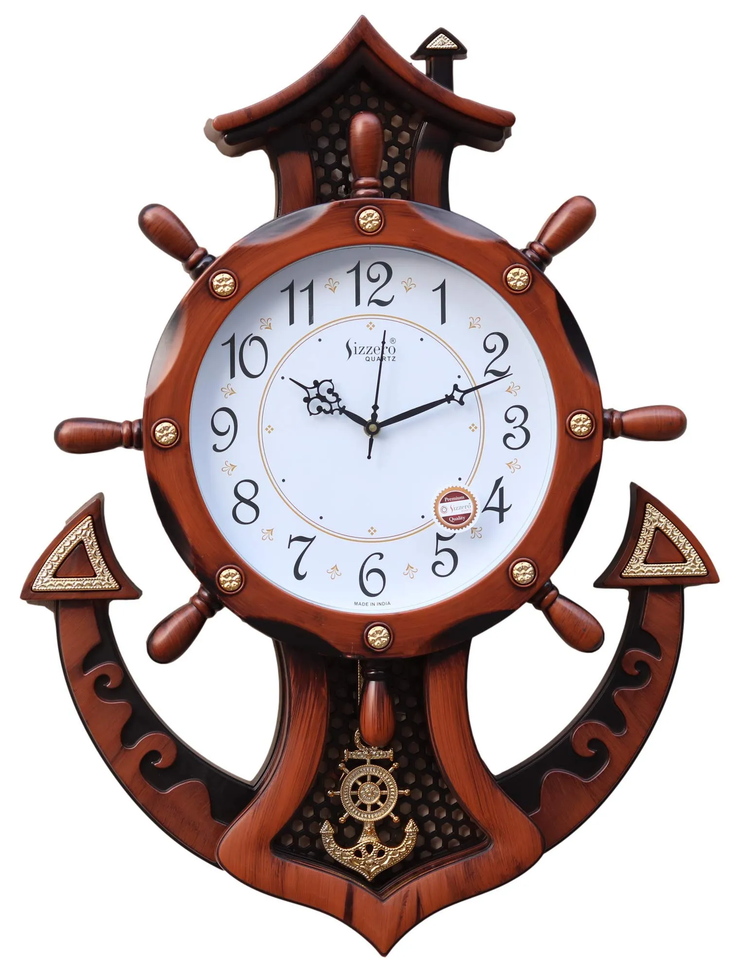 OneStoreIndia Handcrafted Designer Premium Big Clock in Royal Finish with Pendulum for Wall/Home Dcor or for Gifts.