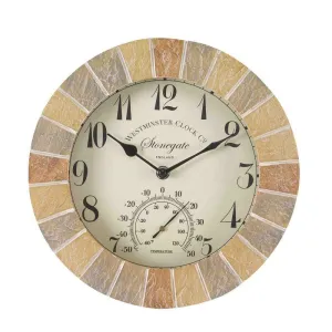 Outside In 10" Stonegate Wall Clock & Thermometer