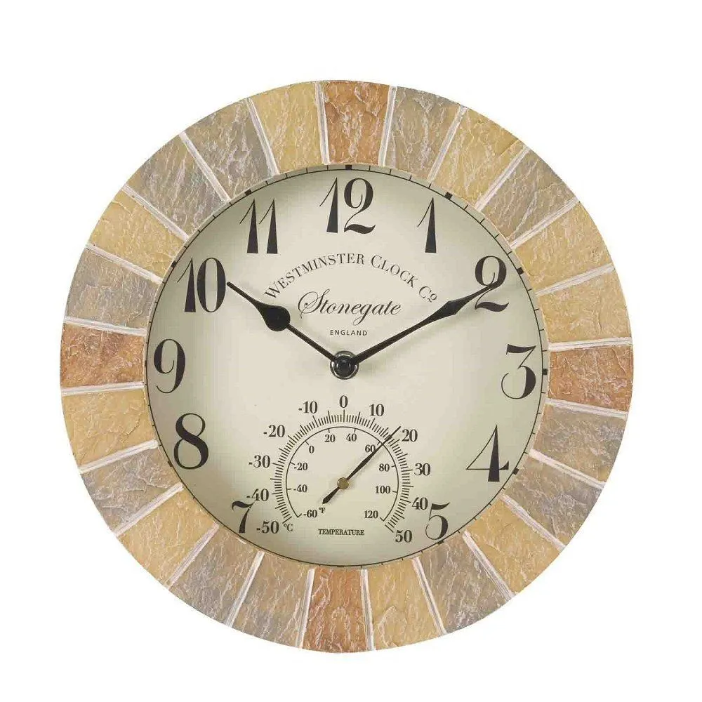 Outside In 10" Stonegate Wall Clock & Thermometer