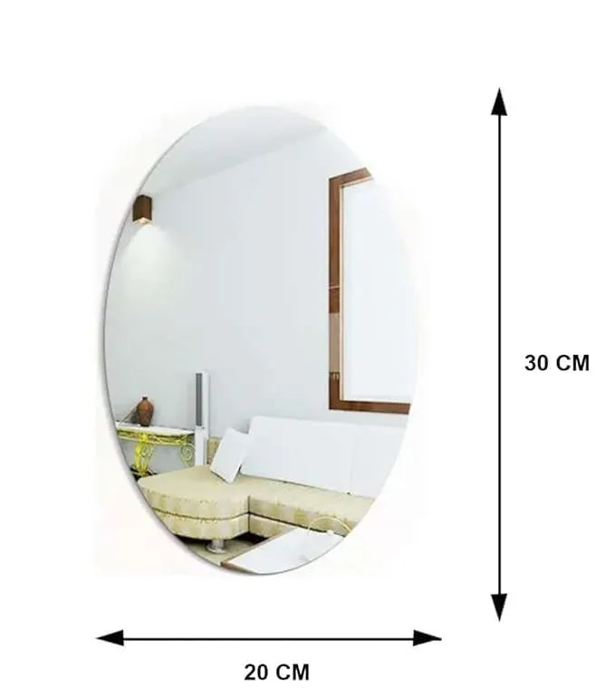 Oval Shape Adhesive Mirror Sticker for Wall on Tiles Bathroom Bedroom Living Room Basin Mirror Bathroom Wall Mirror Stickers Unbreakable Acrylic Makeup Mirror Vanity Mirror (Wall Mirror)