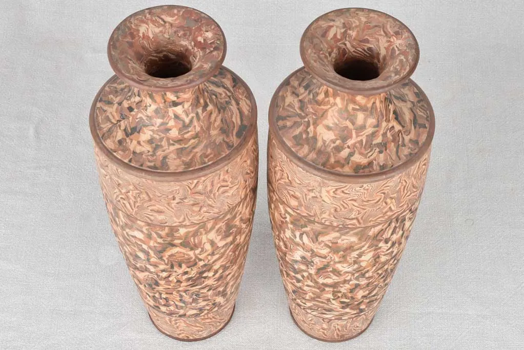 Pair of antique Pichon vases with matte finish 14¼"