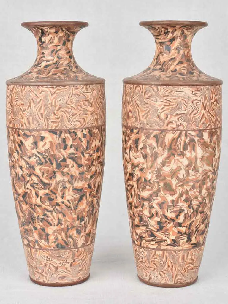 Pair of antique Pichon vases with matte finish 14¼"