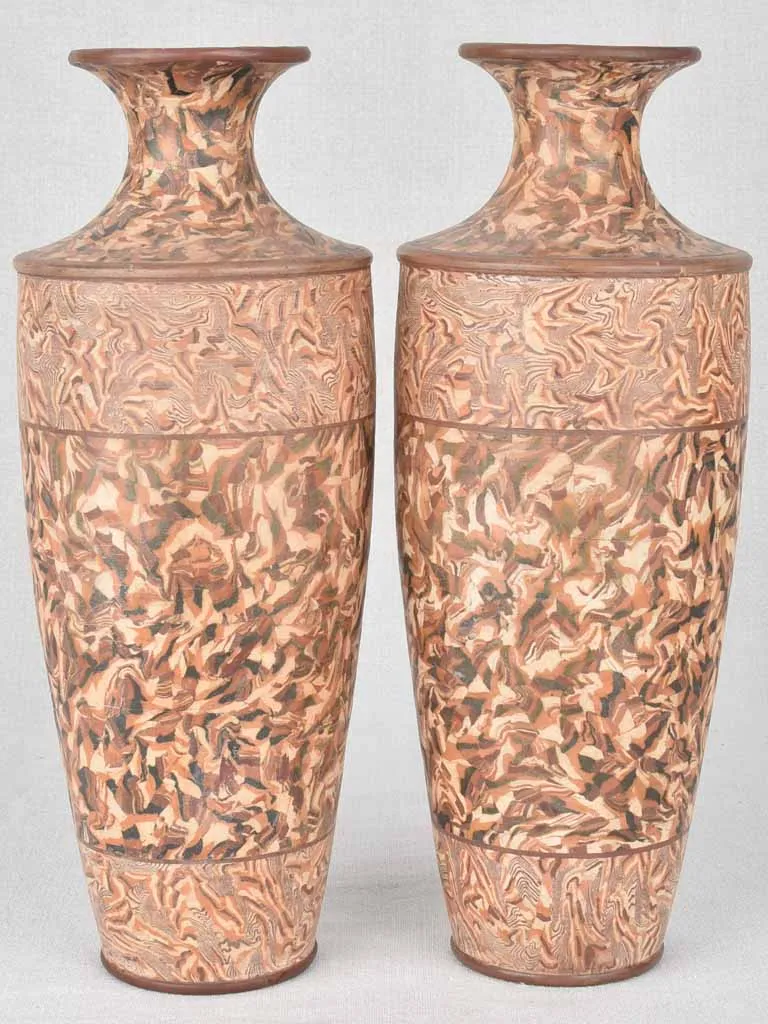 Pair of antique Pichon vases with matte finish 14¼"