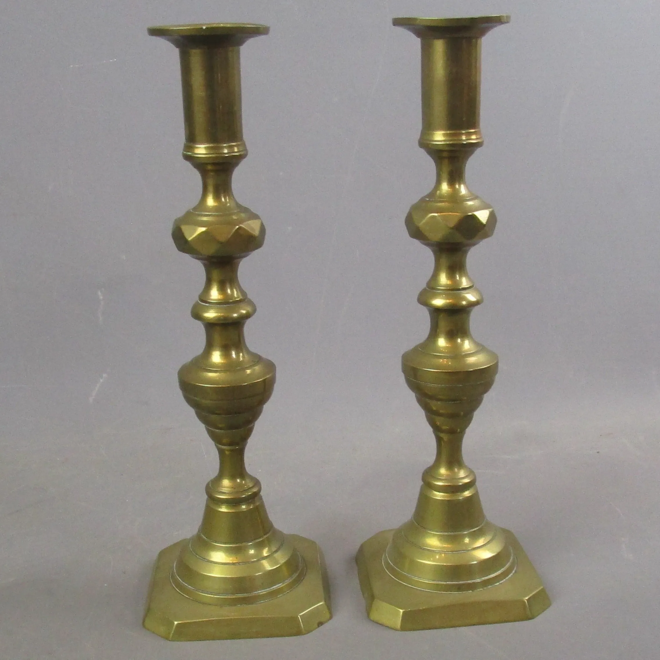 Pair Of Brass Candle Sticks Antique c1920