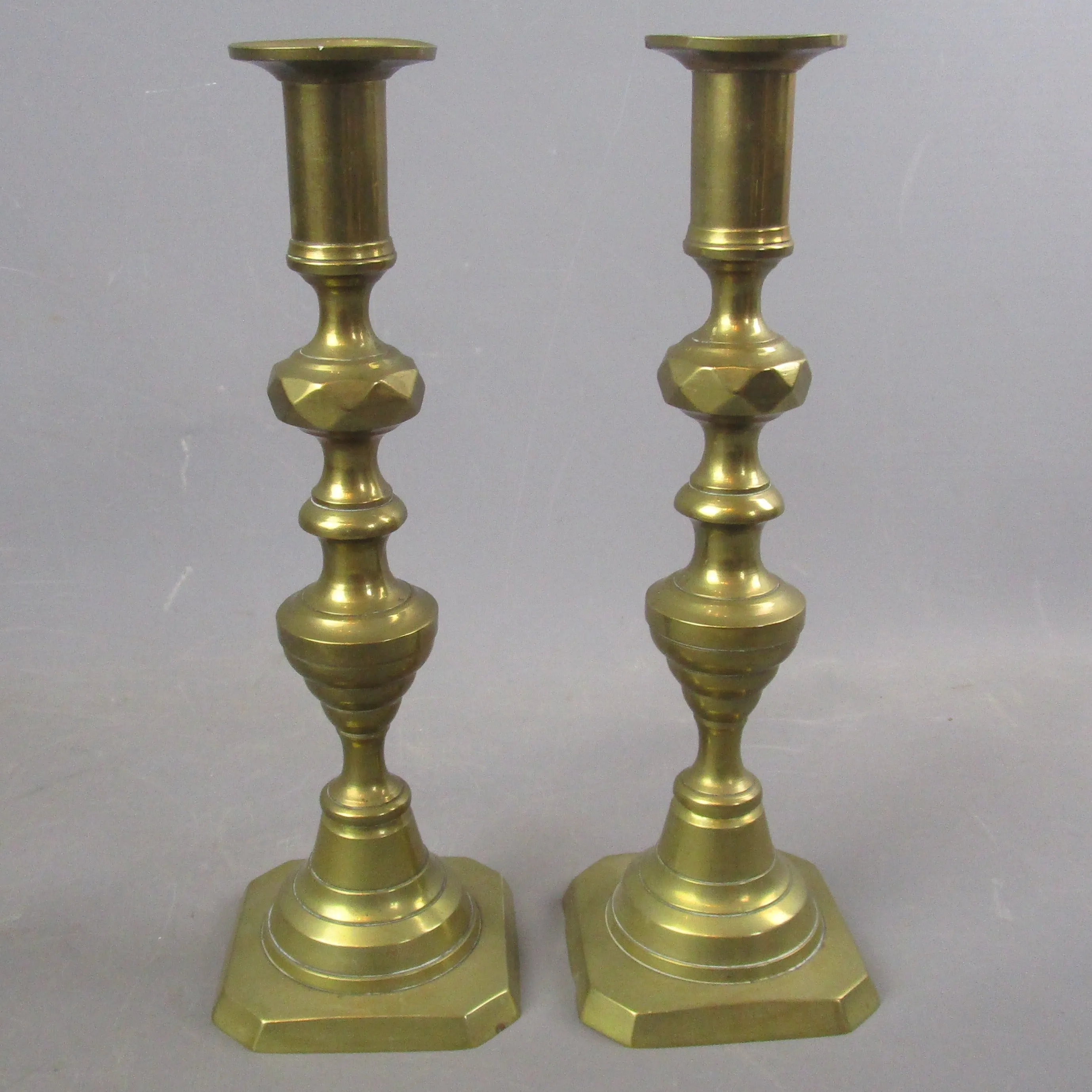 Pair Of Brass Candle Sticks Antique c1920