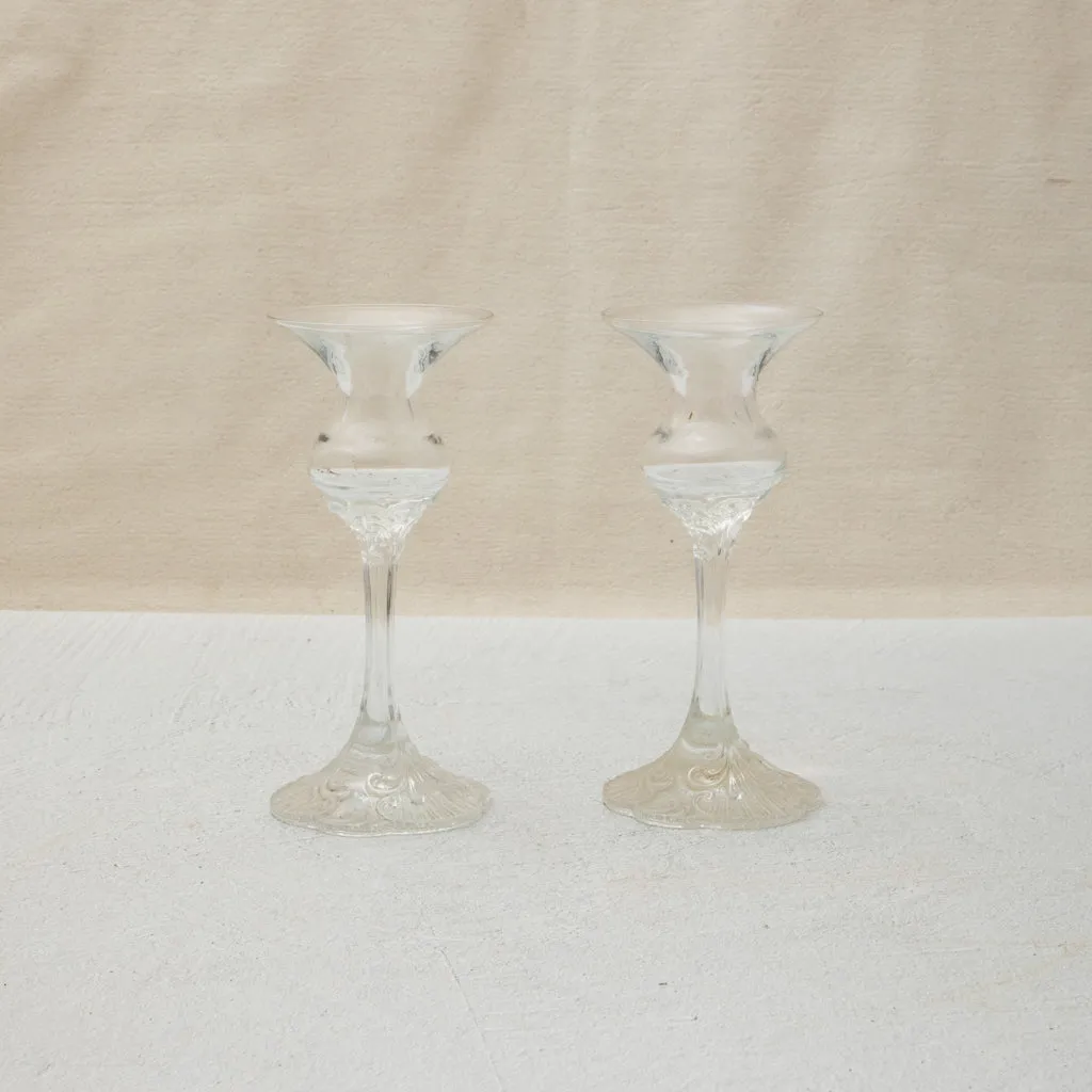 Pair of Glass Candlesticks