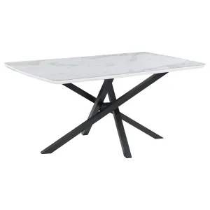 Paulita Rectangular Dining Table White and Gunmetal