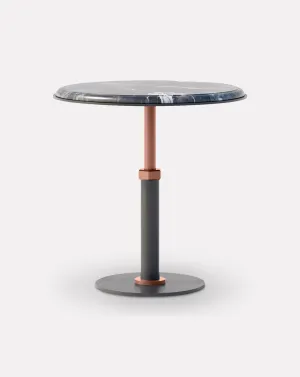 Pedestal Grigio and Copper Round Side Table