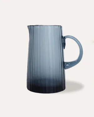 Pencil Cut Glass Jug - Blue