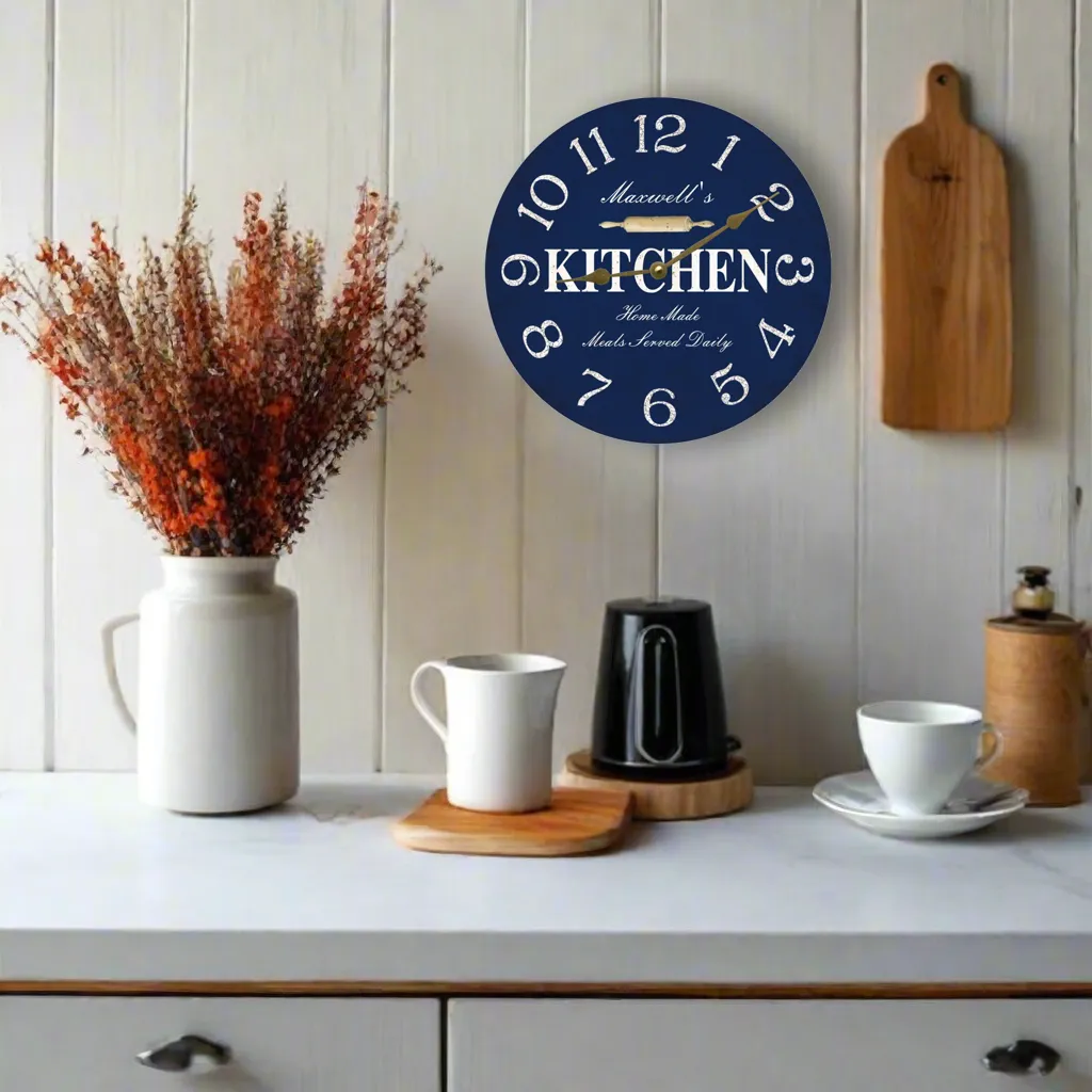 Personalized Blue Kitchen Clock-Blue Wall Clock