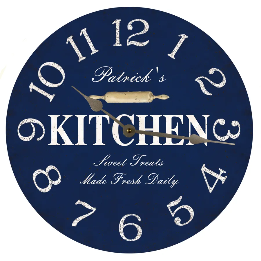 Personalized Blue Kitchen Clock-Blue Wall Clock