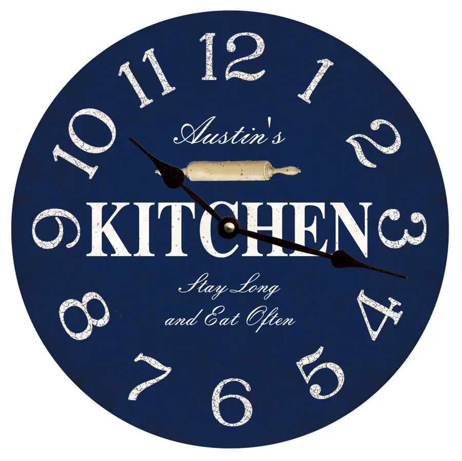 Personalized Blue Kitchen Clock-Blue Wall Clock