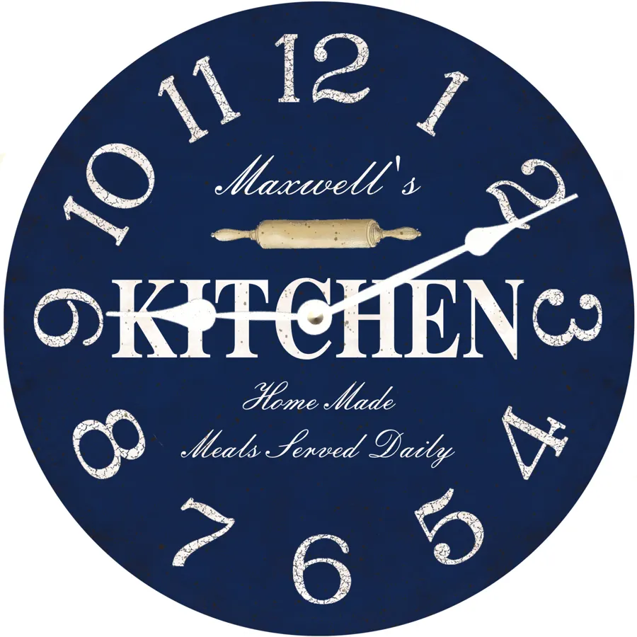 Personalized Blue Kitchen Clock-Blue Wall Clock