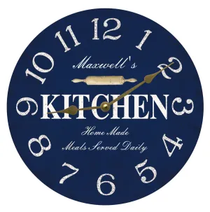 Personalized Blue Kitchen Clock-Blue Wall Clock