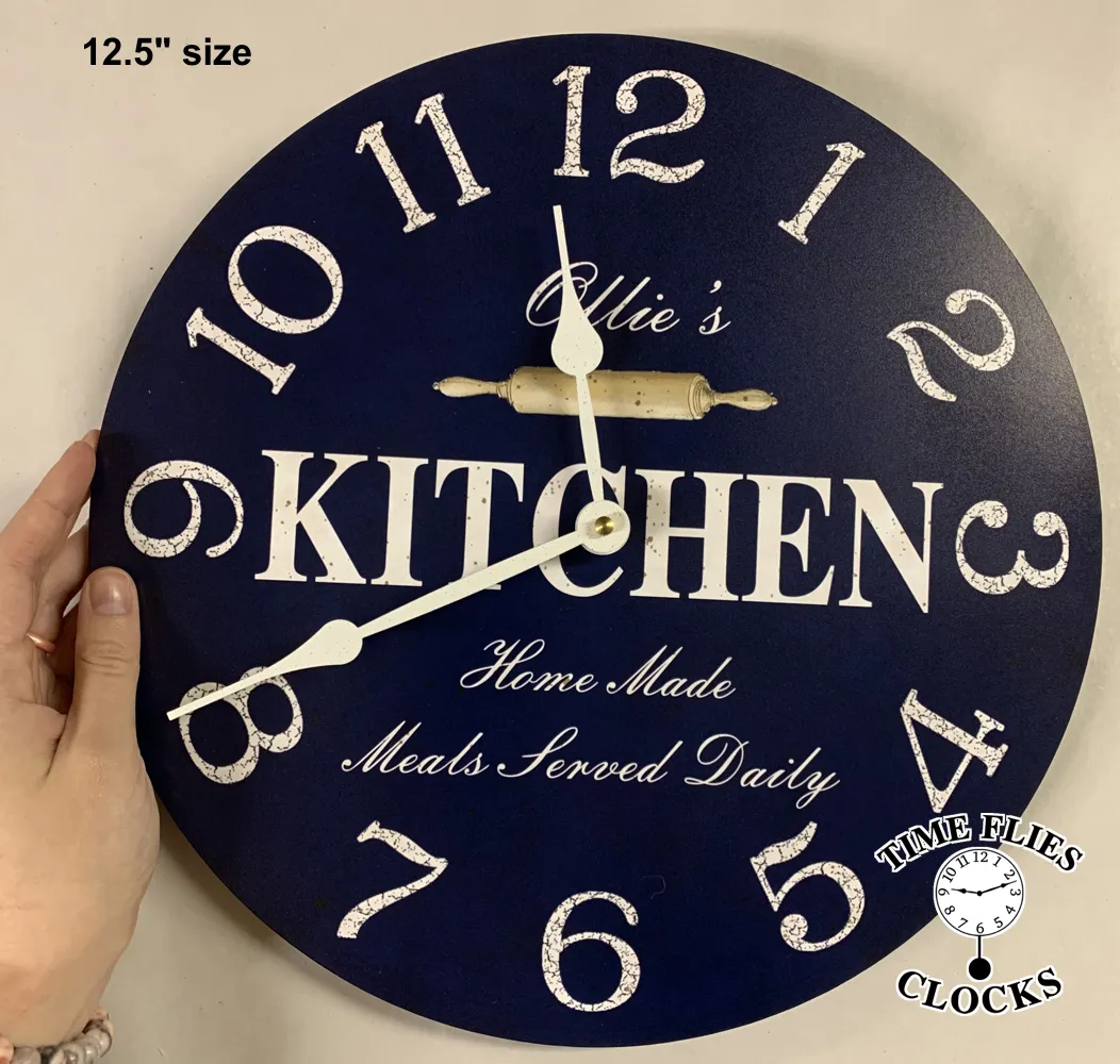 Personalized Blue Kitchen Clock-Blue Wall Clock