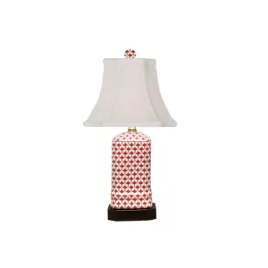 Porcelain Red Fish Scale Book Shelf Mini Lamp