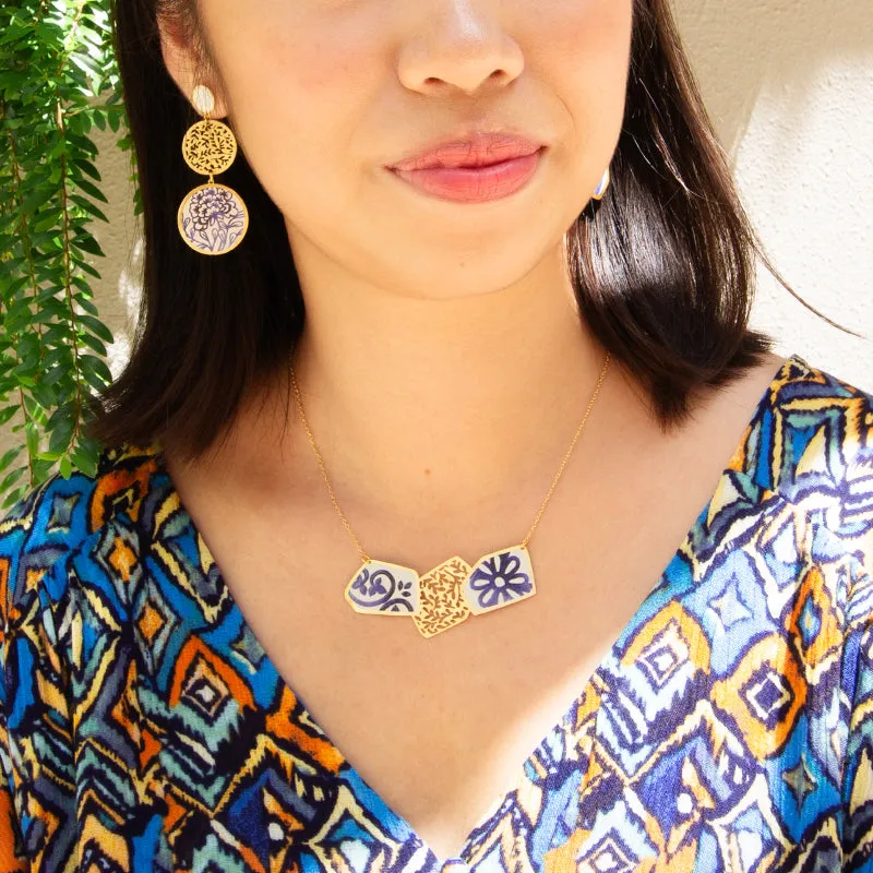 RAS Porcelana Azul Gold Earrings