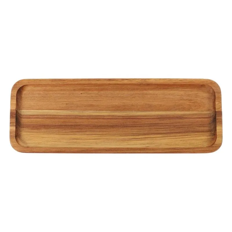 Rectangle Long Tray Round Base Wood